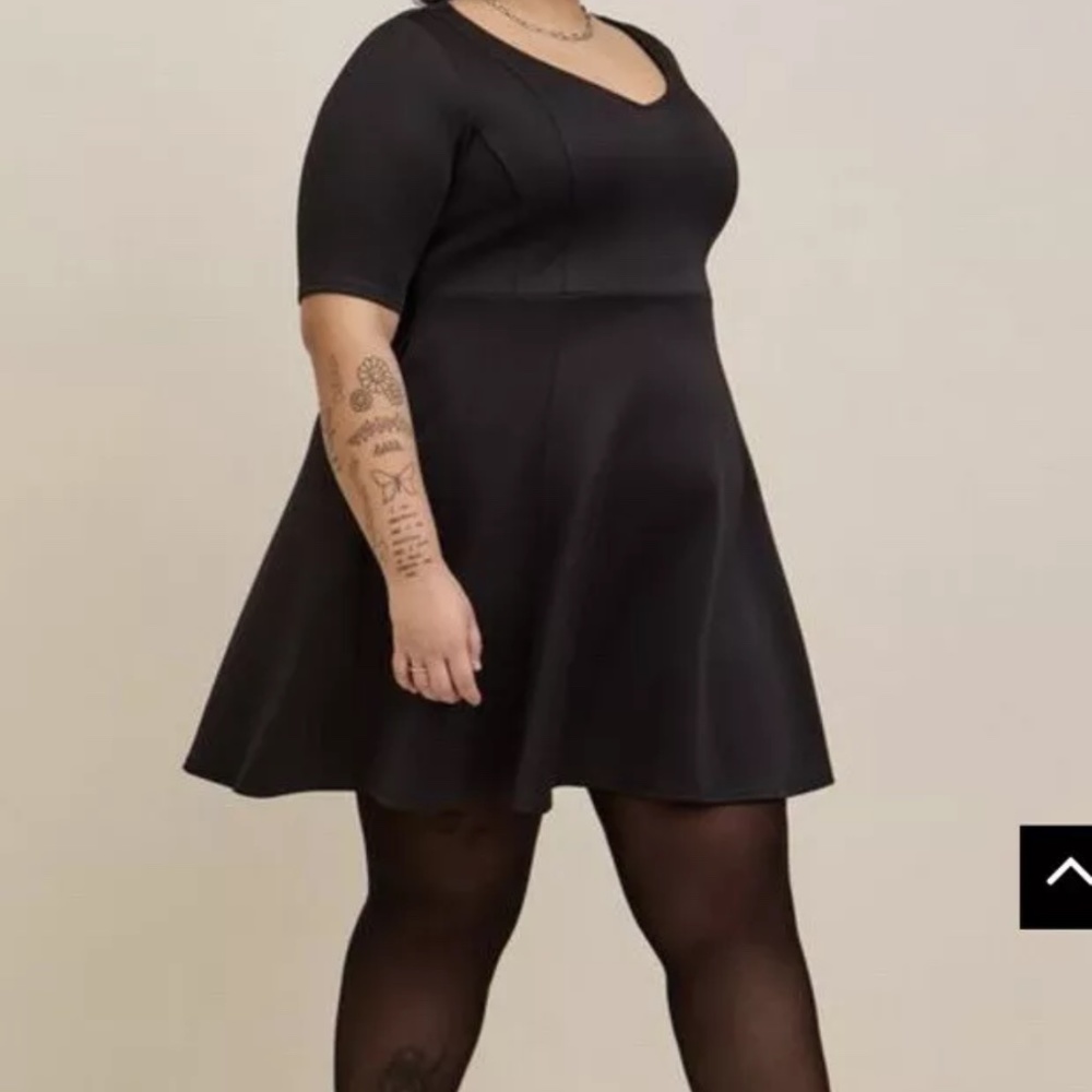 Fluted Fit & Flare Mini Dress - Scuba Black Torrid 2X 18/20